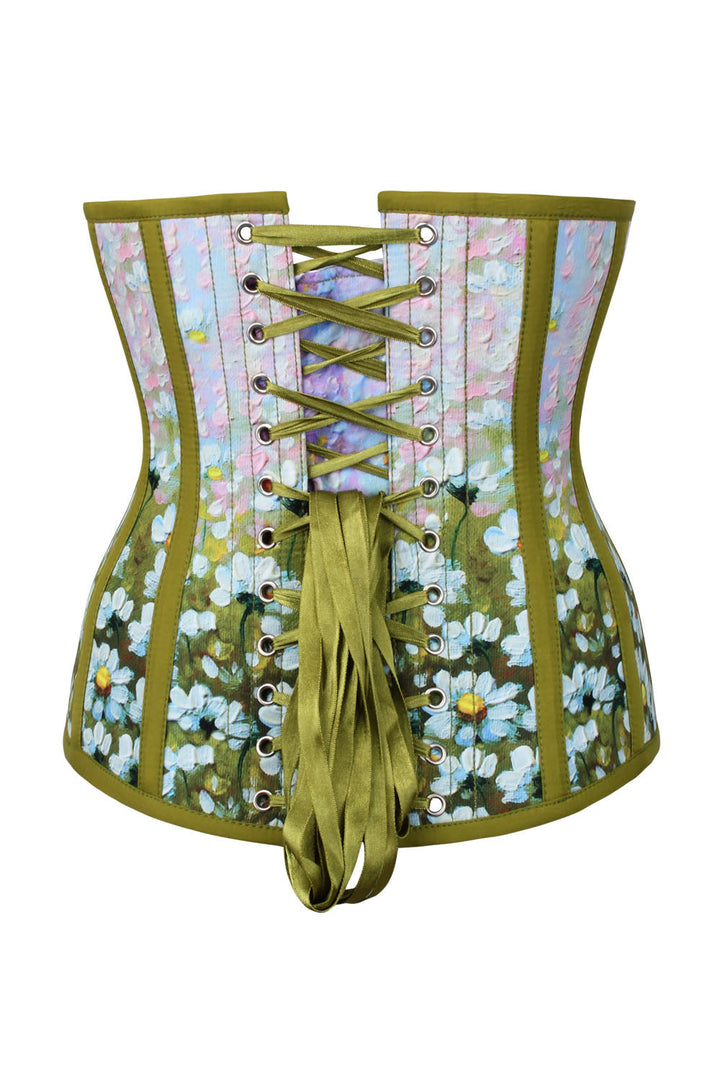Meadow Bloom Michi Underbust Corset in Olive Floral