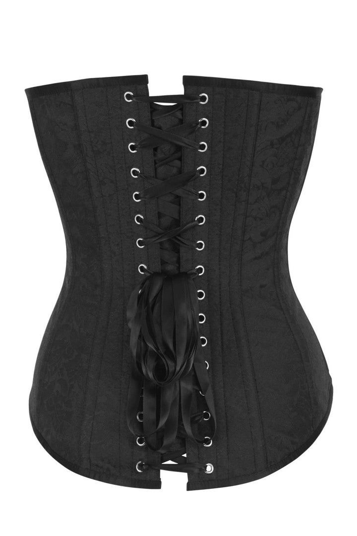 Valerie Midnight Black Brocade Longline Overbust Corset