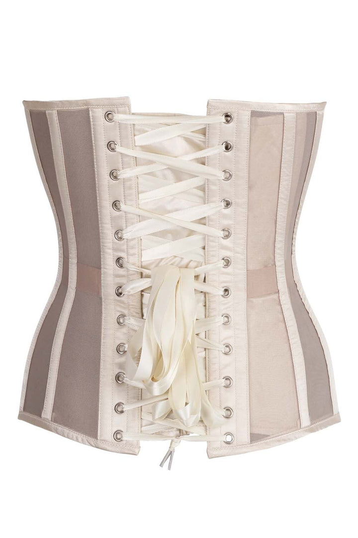 Jenalynn Nude Mesh Lace Overbust Corset — back view