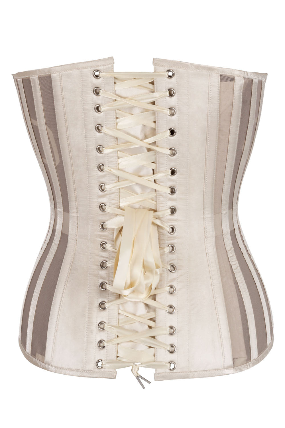Alvina Champagne Mesh Overbust Corset — back view