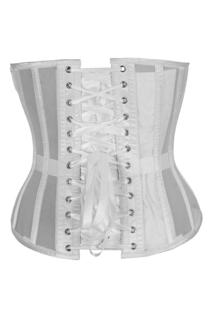 Tamica White Mesh Overbust Corset — back view
