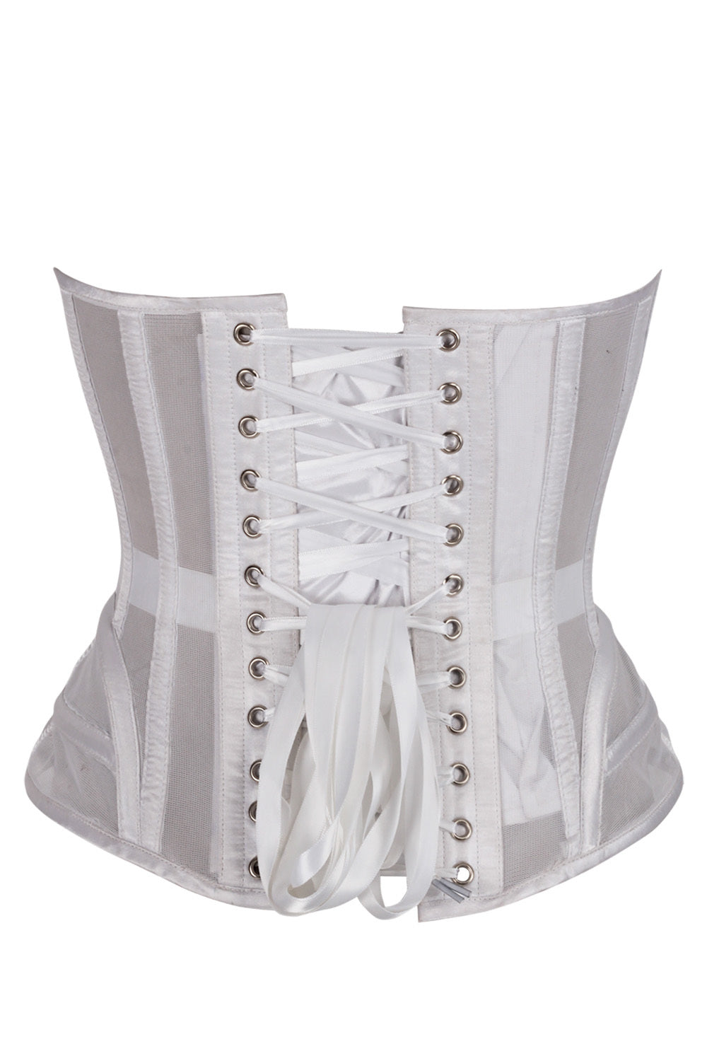 Sherae White Mesh Overbust Corset — back view