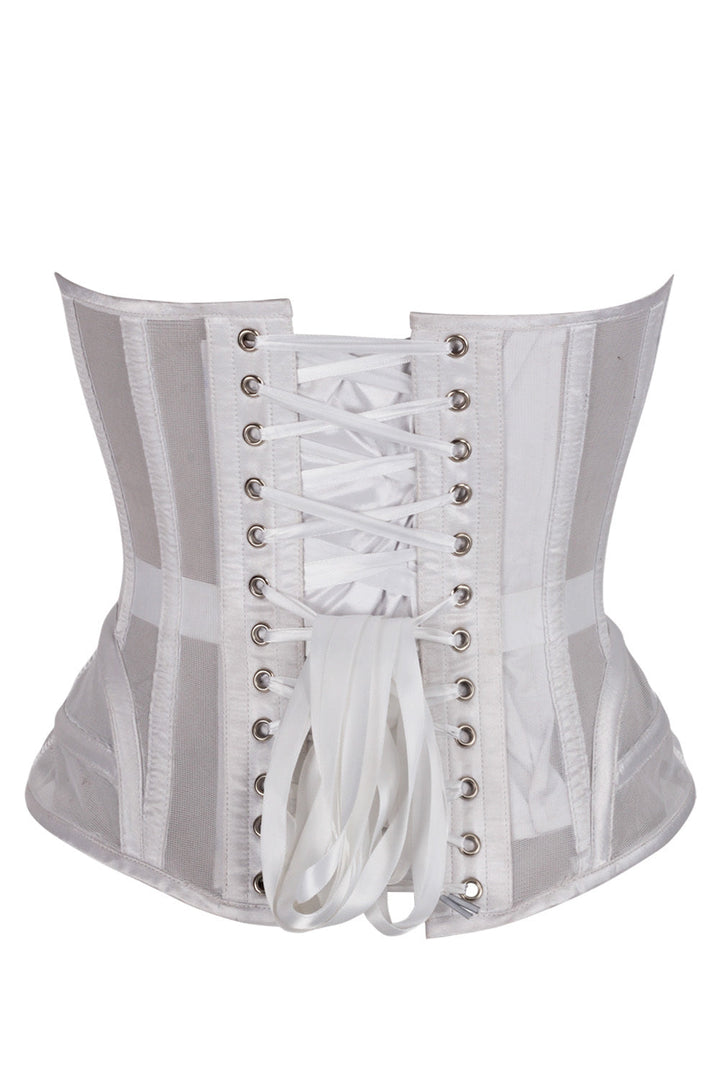 Sherae White Mesh Overbust Corset — back view