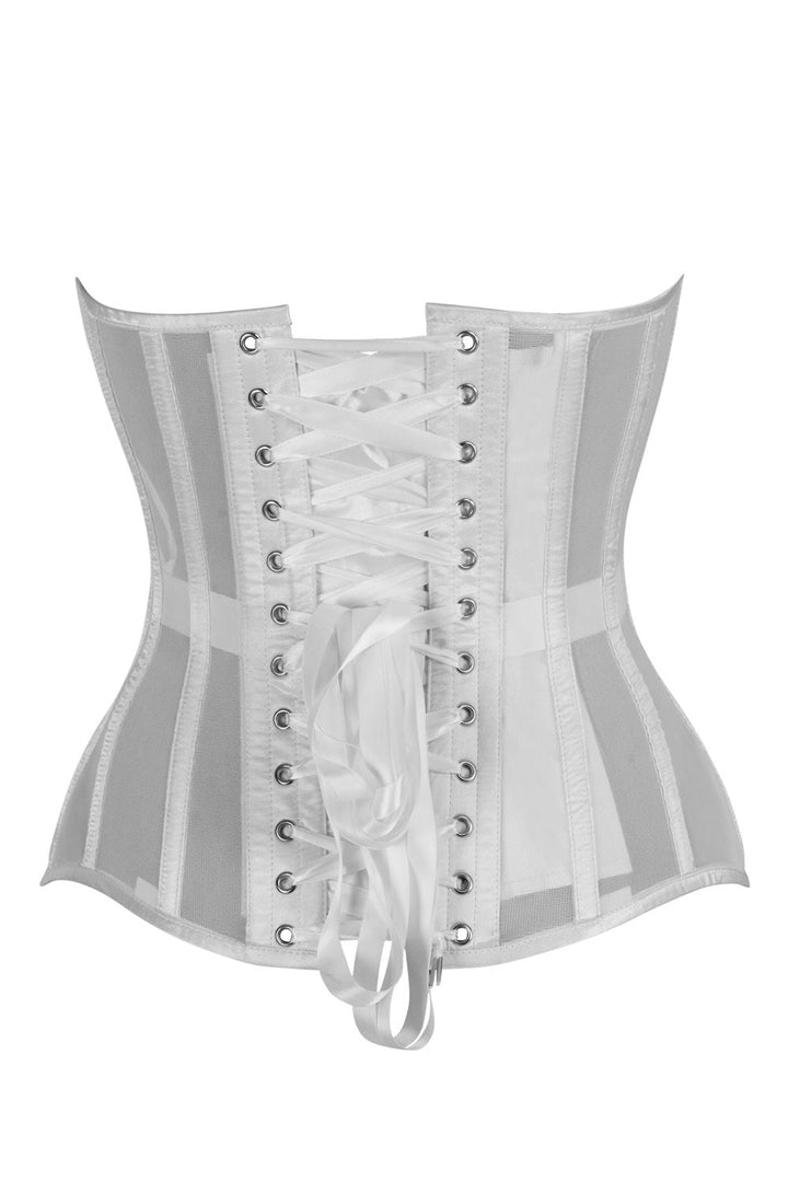 Beverlee White Mesh Overbust Corset — back view