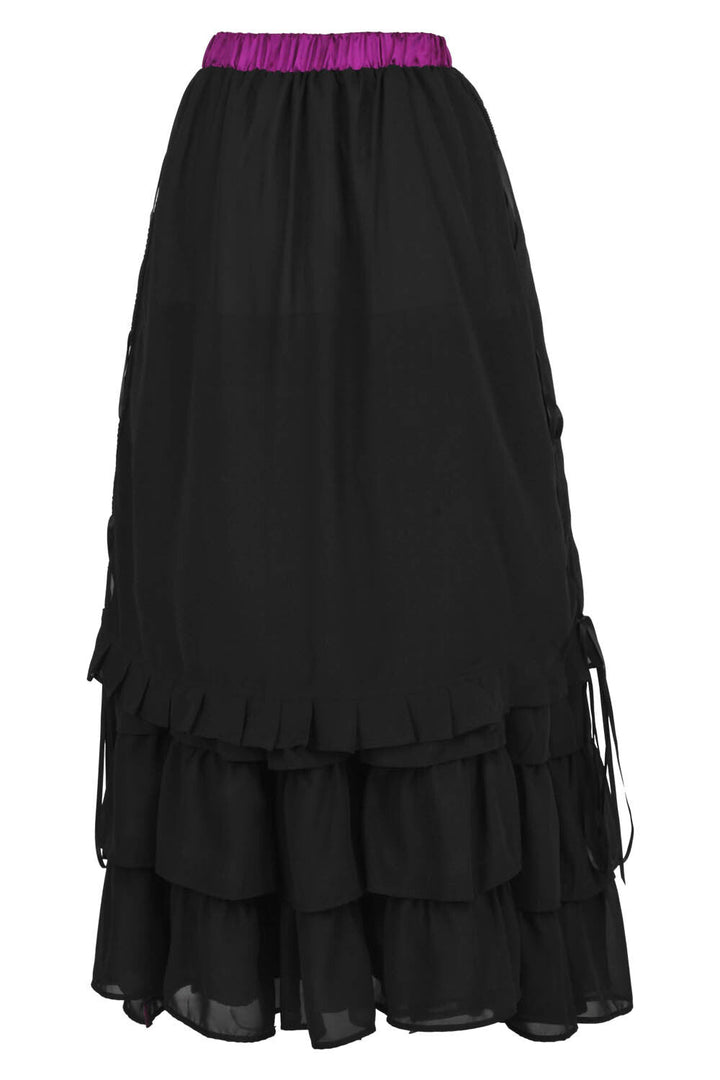 Akemi Black Victorian Inspired Layered Georgette Skirt