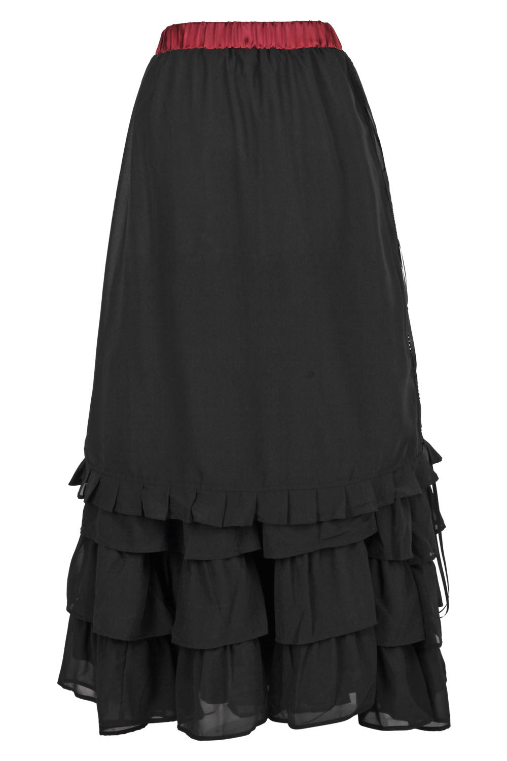 Akemi Maroon Victorian Layered Skirt with Black Georgette