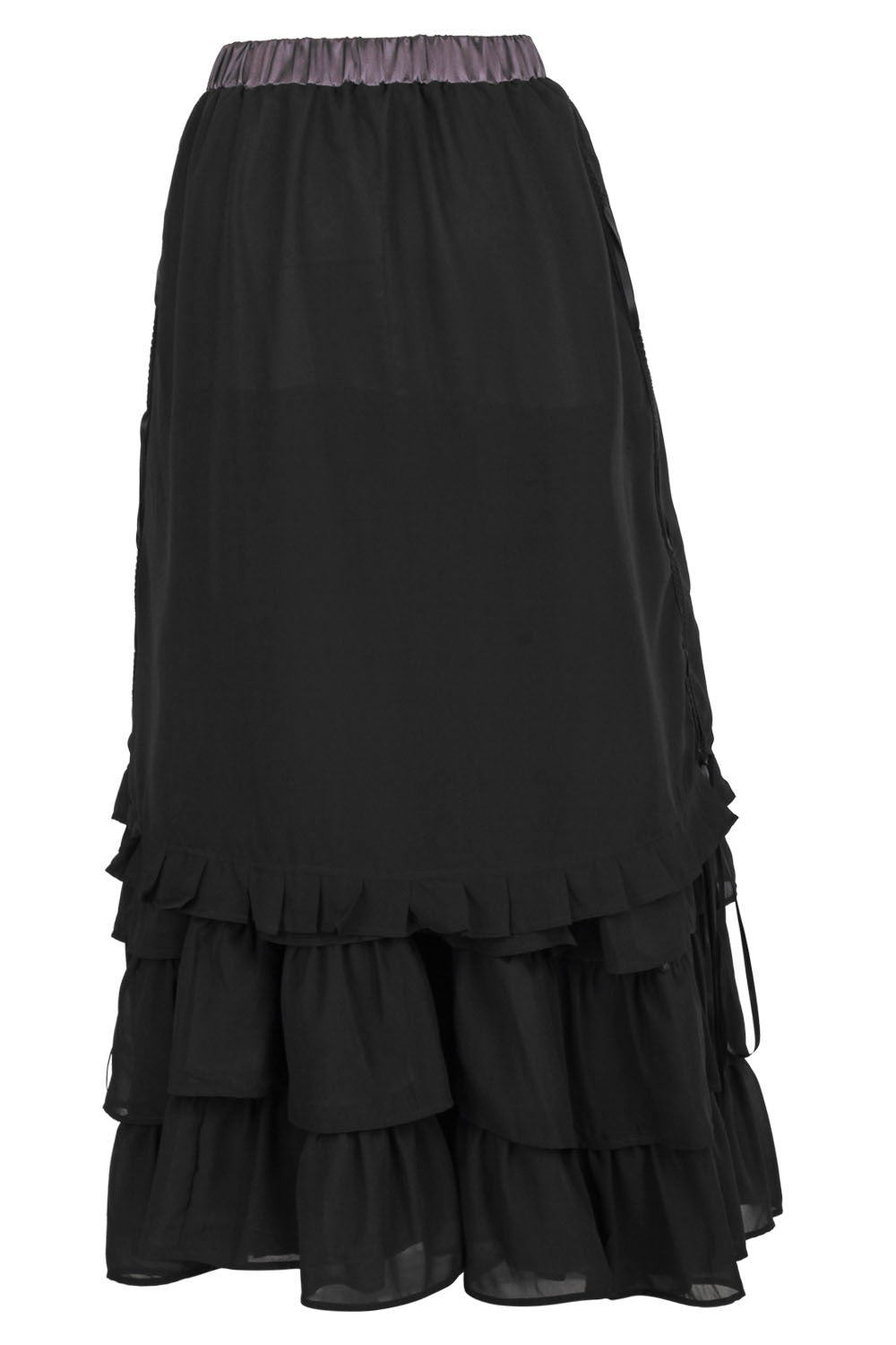Midnight Black Akemi Victorian Layered Skirt