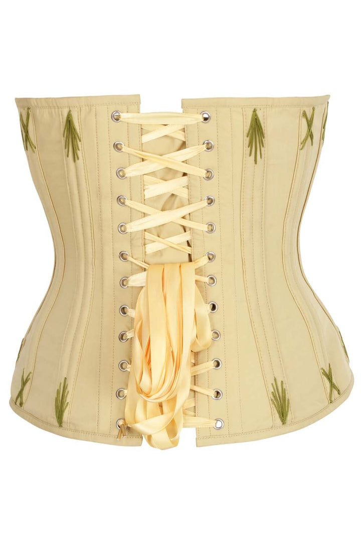 Mercia Butter Yellow Cotton Waist Training Corset — back view
