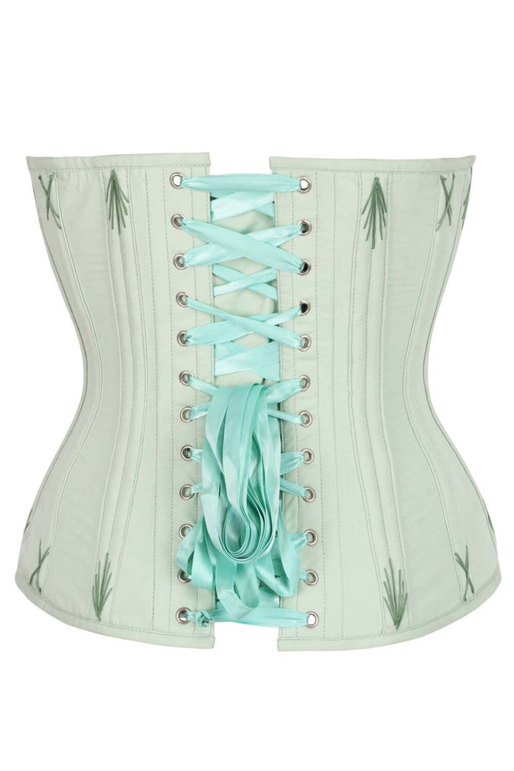 Mercia Mint Green Cotton Waist Training Corset — back view