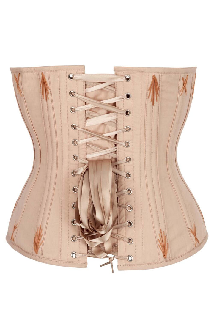 Mercia Champagne Beige Cotton Waist Training Corset — back view
