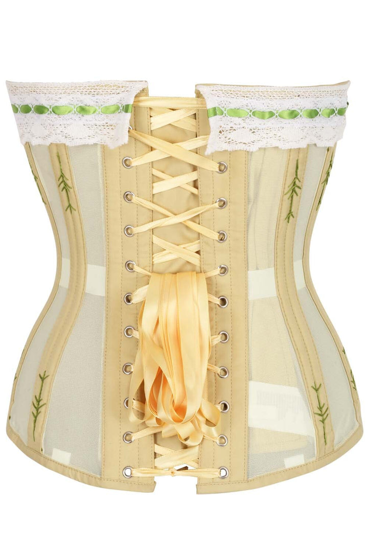 Shalonda Butter Yellow Mesh Cotton Waist Training Corset — back view