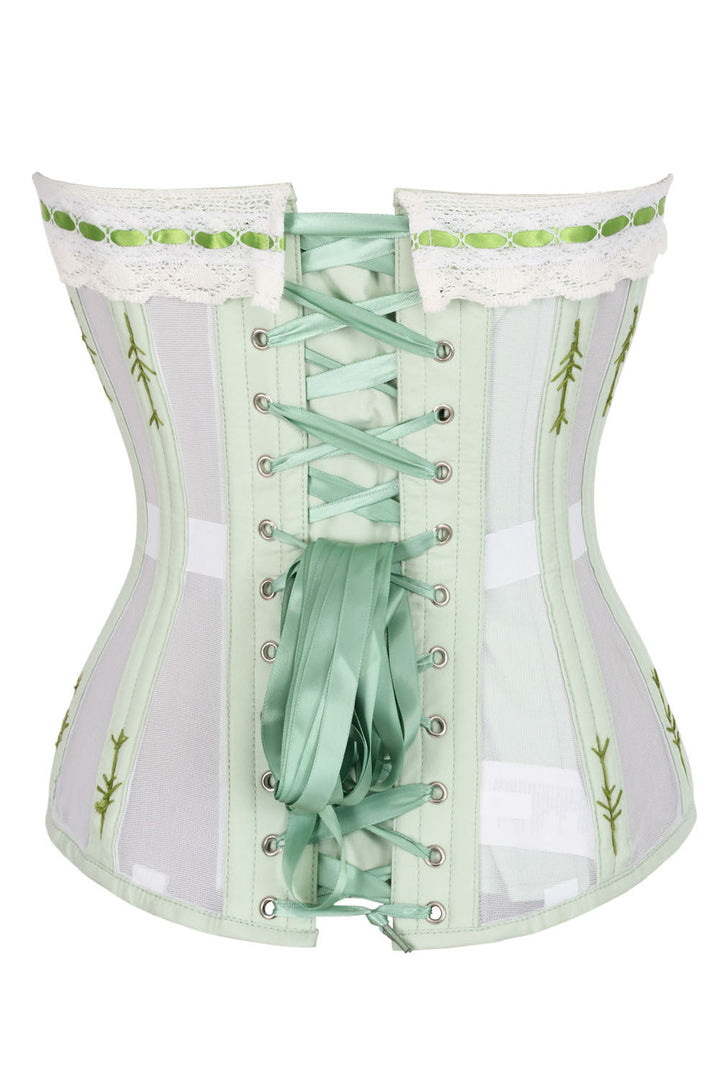 Shalonda Mint Green Mesh Cotton Waist Training Corset — back view