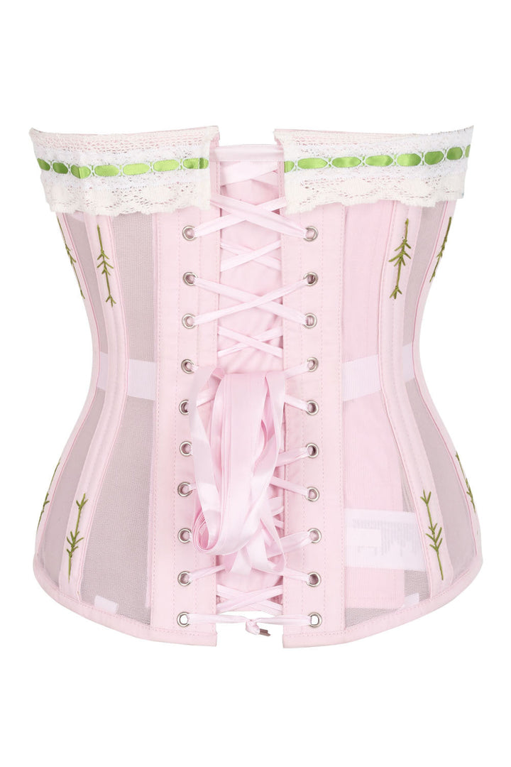 Shalonda Pink Mesh Cotton Waist Training Corset — back view