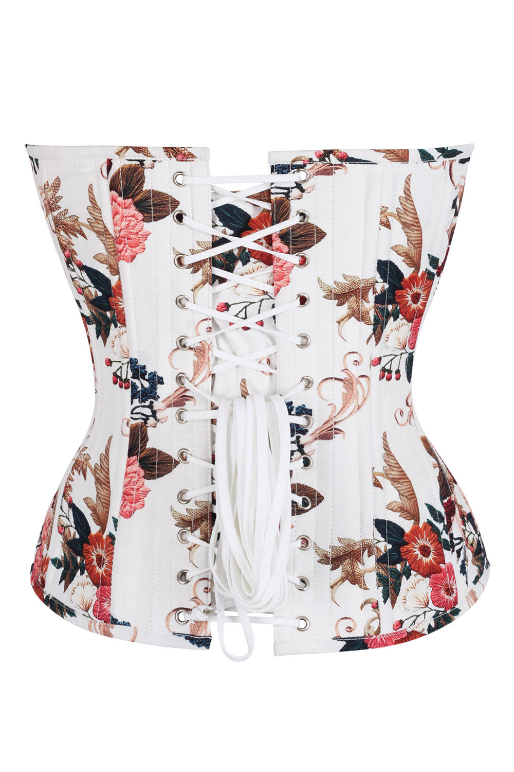White Jewelyn Floral Print Waist Training Corset