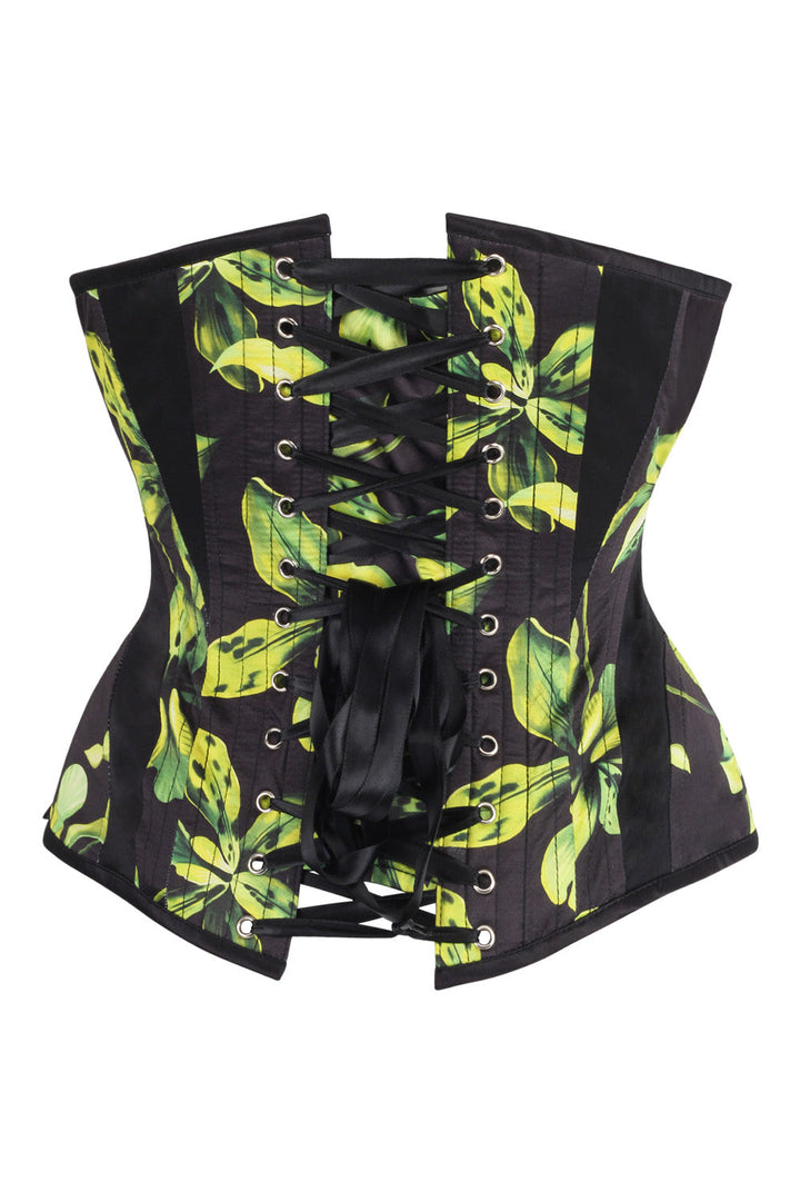 Botanical Black Green Ronae Overbust Corset