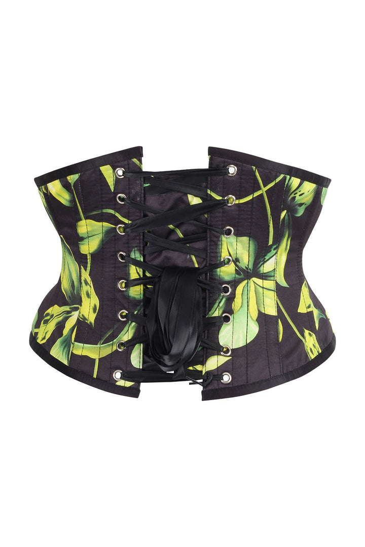 Midnight Black Delinda Botanical Underbust Corset