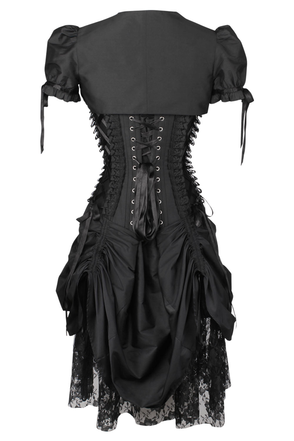 Midnight Black Leroy Steel Boned Corset Dress with Bolero
