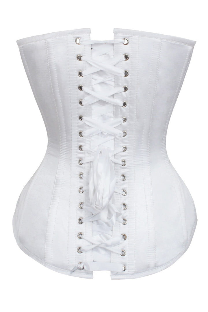 White Satin Cheray Overbust Corset