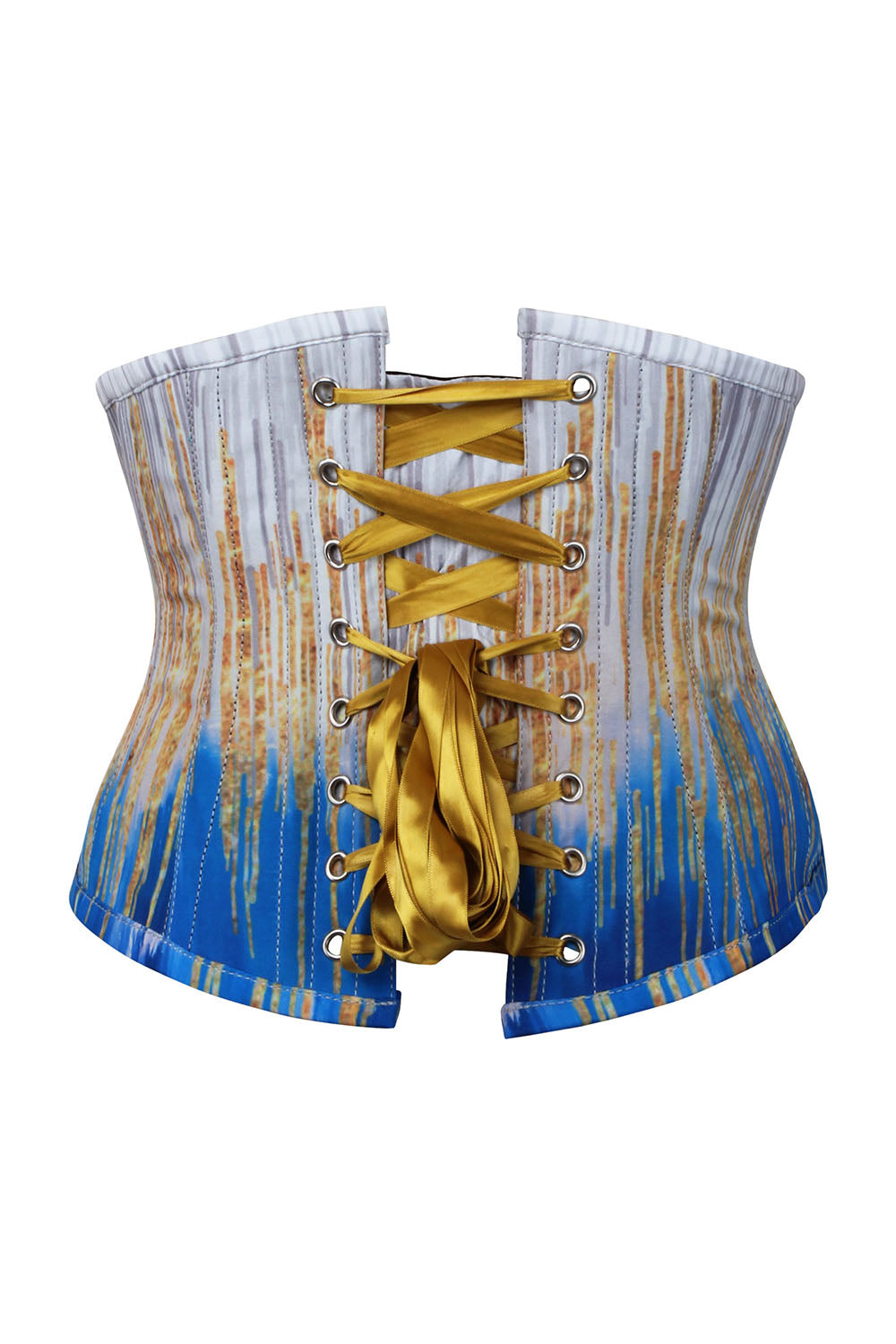 Celestial Blue Gold Abstract Drip Underbust Corset