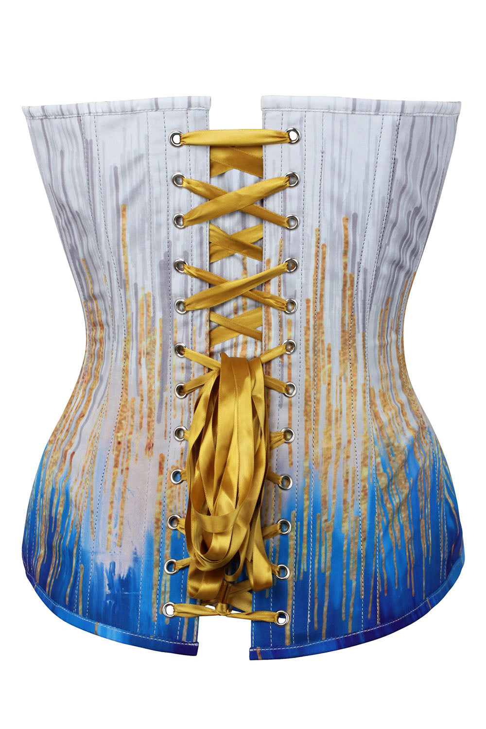 Celestial Azure Abstract Drip Gradient Overbust Corset