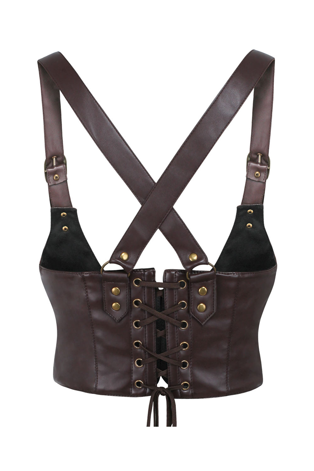 Cyndi Brown Faux Leather Harness Underbust Corset