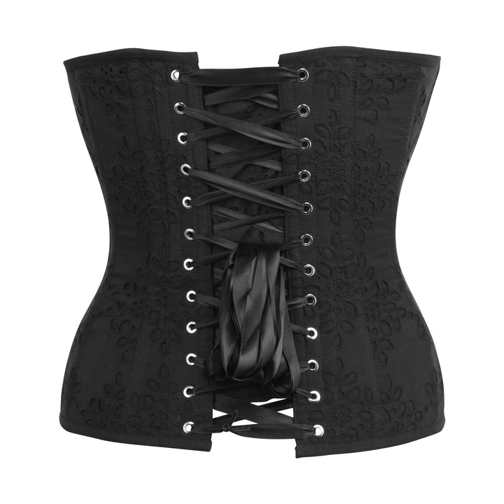 Midnight Black Jakeisha Broderie Anglaise Overbust Corset