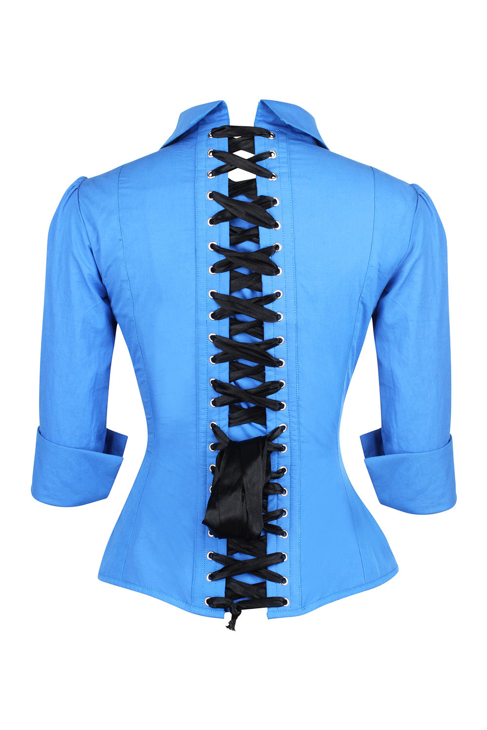 Azure Blue Curtisa Overbust Cotton Corset Shirt
