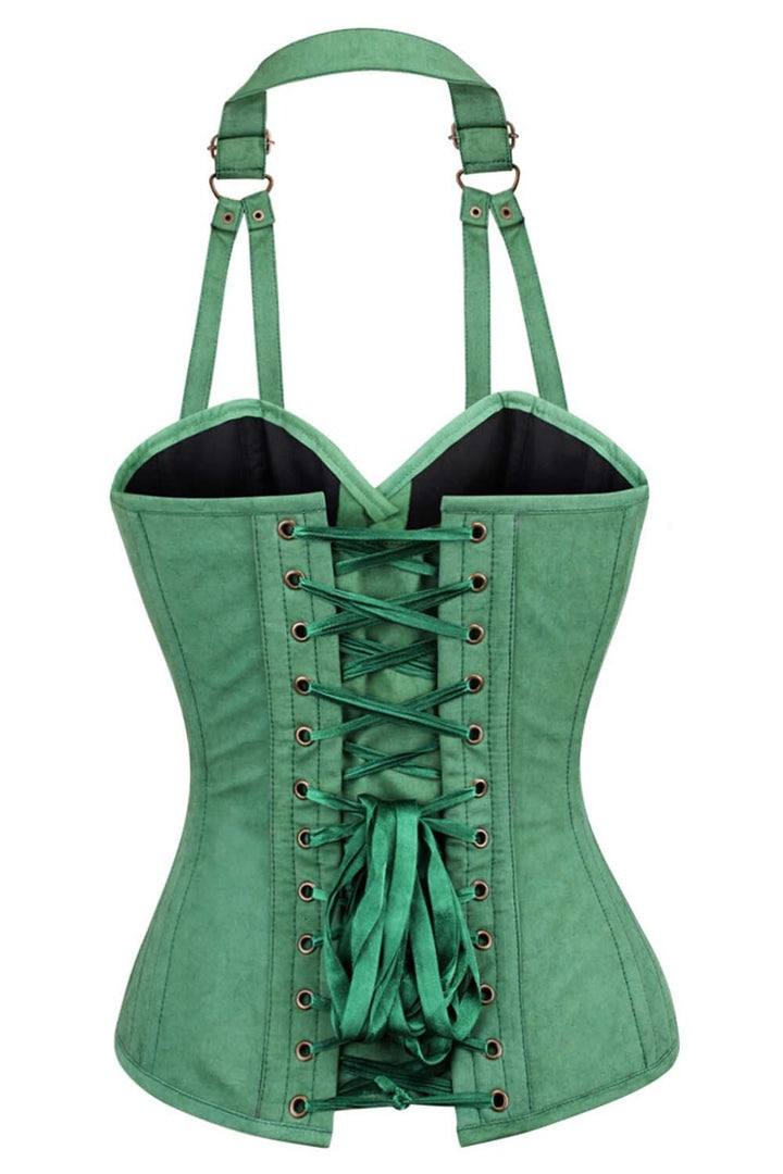 Emerald Green Davisha Military Cotton Overbust Corset