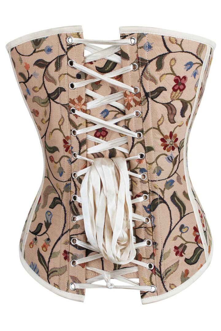 Gold Botanical Jeanae Overbust Steel Boned Corset