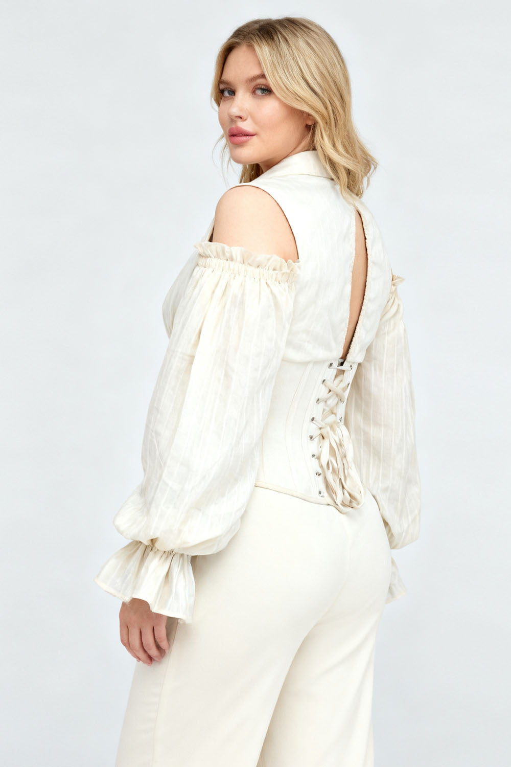 Ivory Ivy Cold Shoulder Underbust Cotton Corset