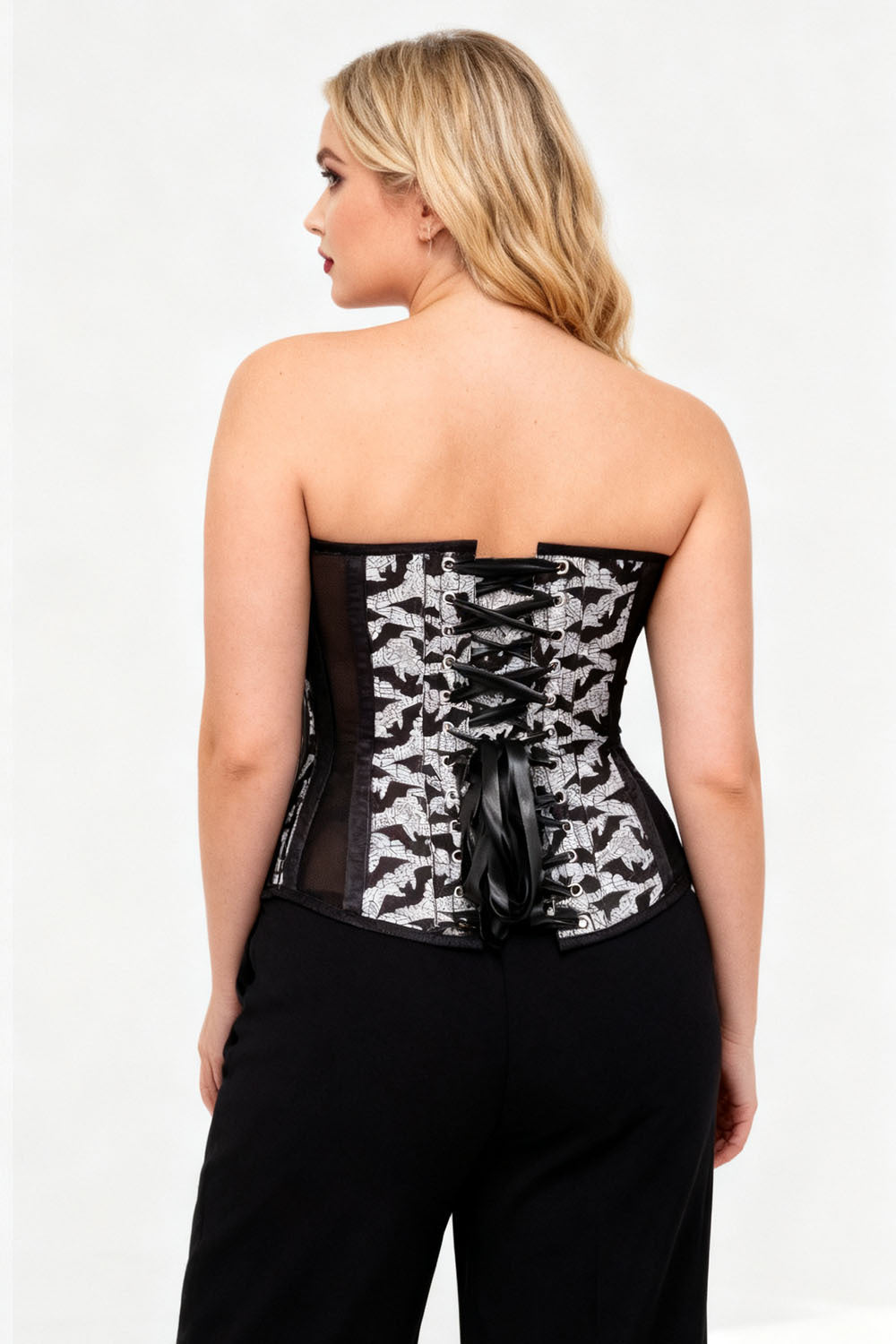 Black &amp; White Haeley Overbust Corset