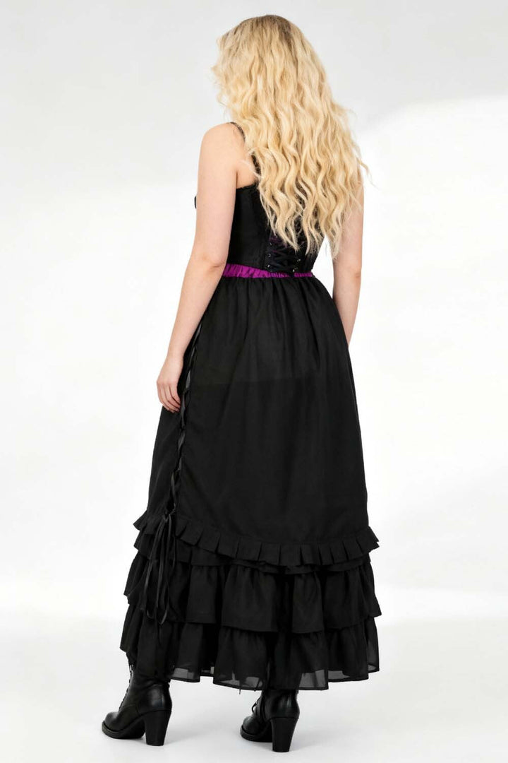 Akemi Black Victorian Inspired Layered Georgette Skirt