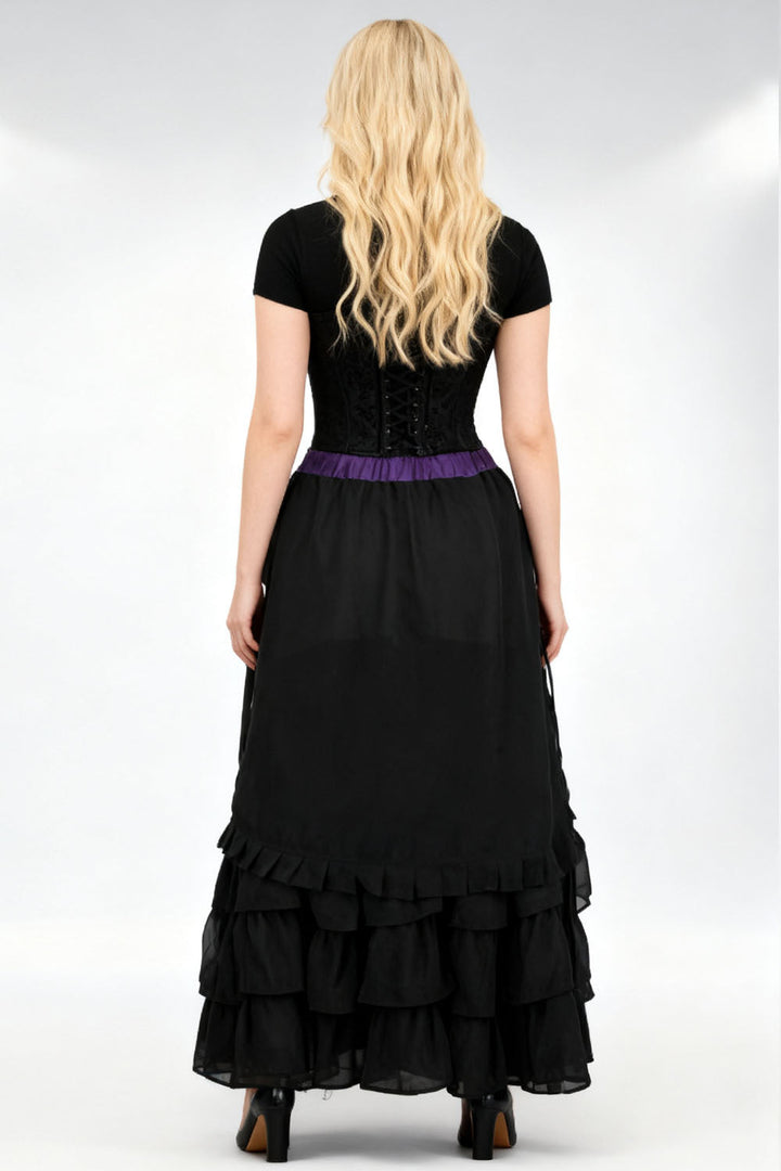 Black Georgette Akemi Victorian Layered Skirt