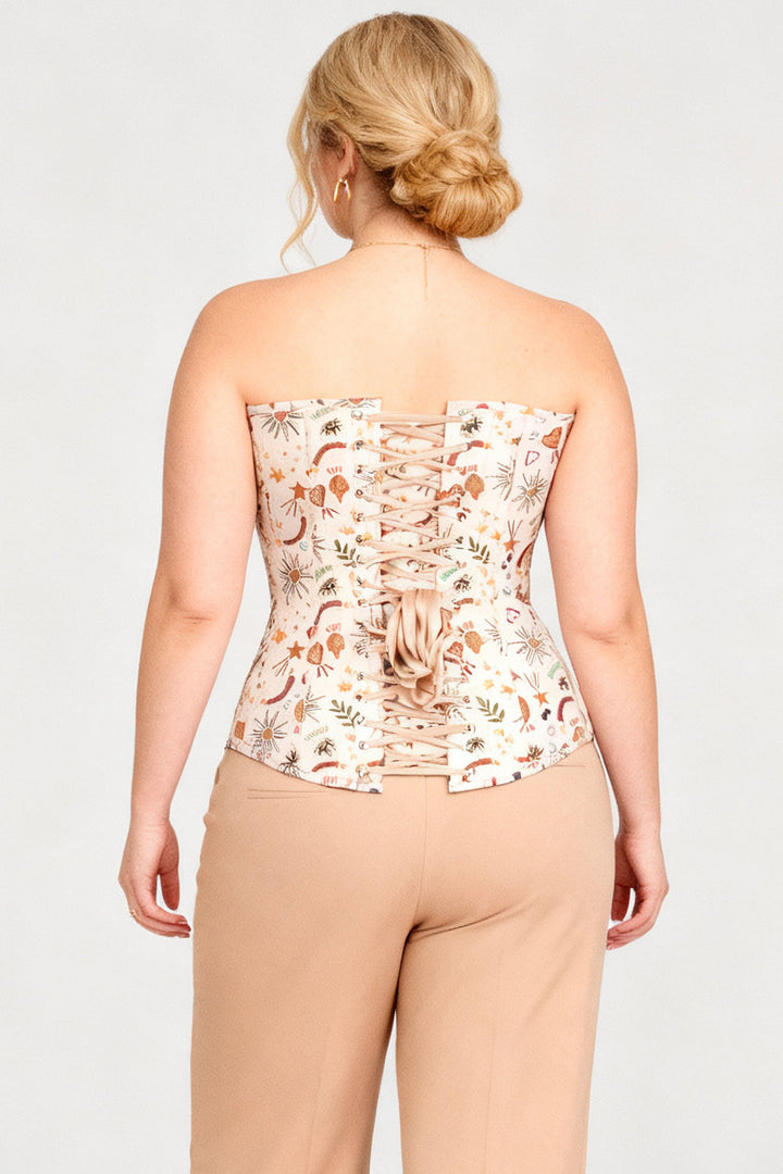 Beige Valerie Botanical Overbust Corset