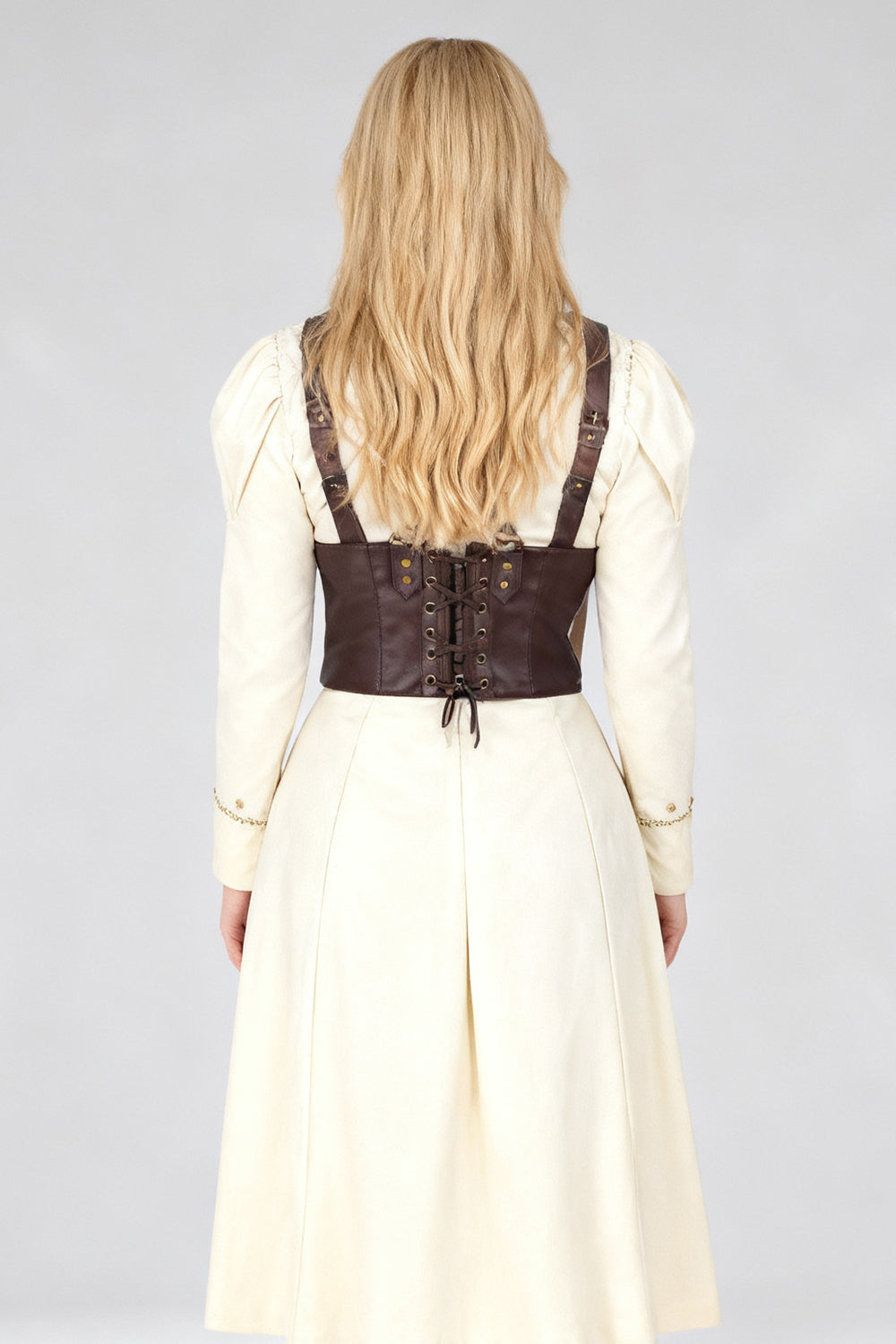 Cyndi Brown Faux Leather Harness Underbust Corset
