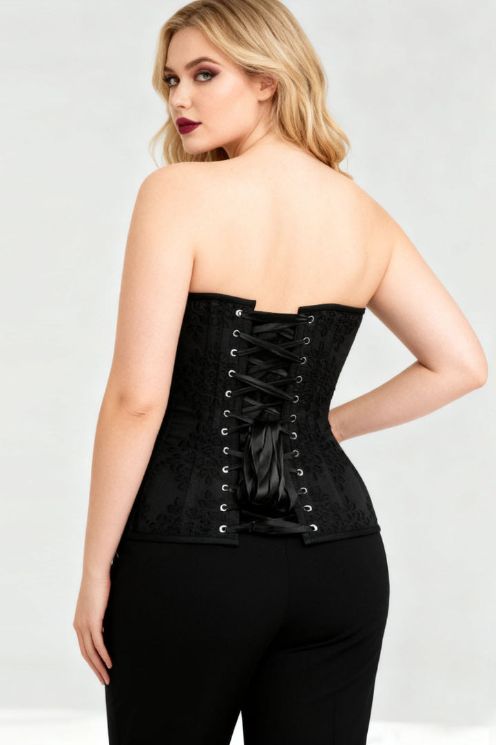 Midnight Black Jakeisha Broderie Anglaise Overbust Corset