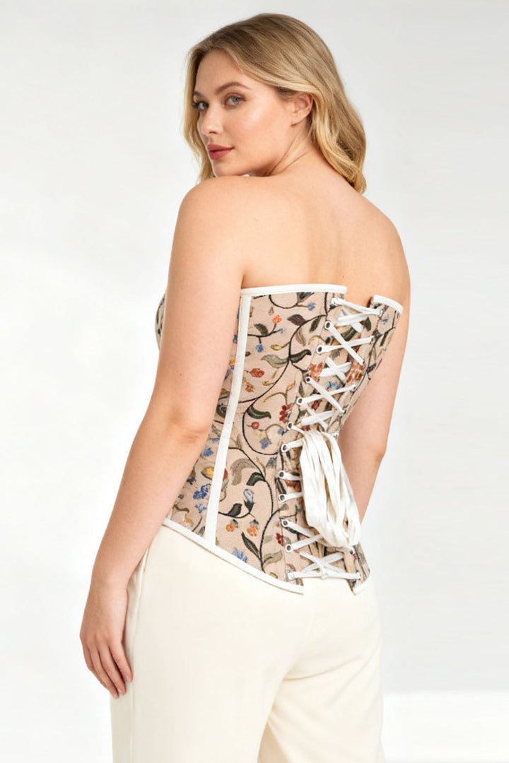 Gold Botanical Jeanae Overbust Steel Boned Corset