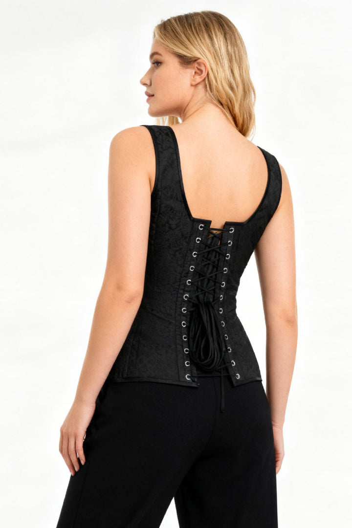 Midnight Black Lianna Brocade Overbust Corset