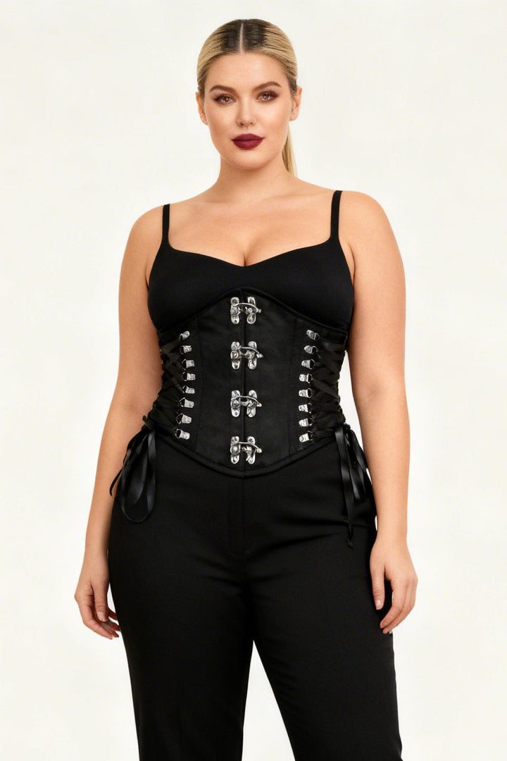 Midnight Black Delinda Underbust Steampunk Corset