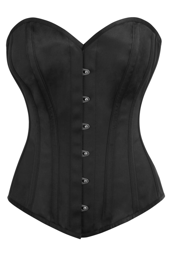 Midnight Black Hadlea Satin Overbust Corset