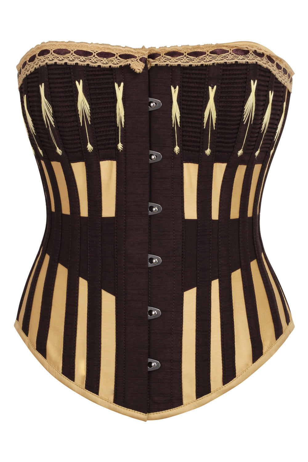 Brown &amp; Gold Striped Joylin Overbust Corset