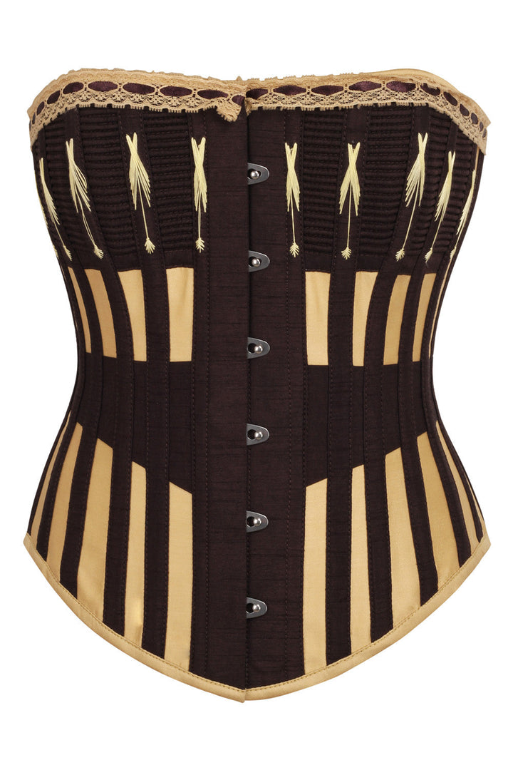 Brown &amp; Gold Striped Joylin Overbust Corset