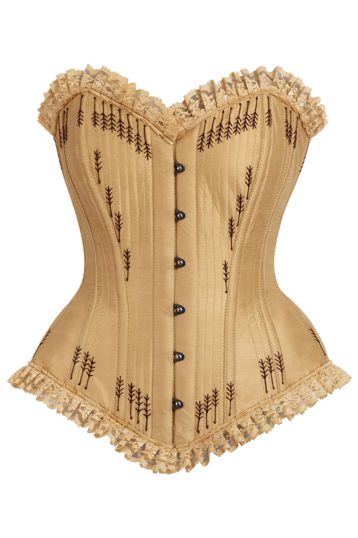 Golden Wheat Nickie Overbust Corset with Fringe Detailing