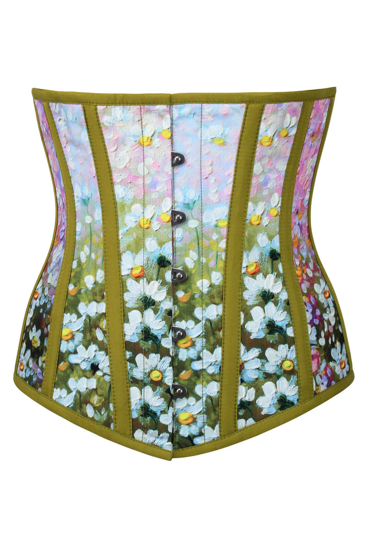 Meadow Bloom Michi Underbust Corset in Olive Floral