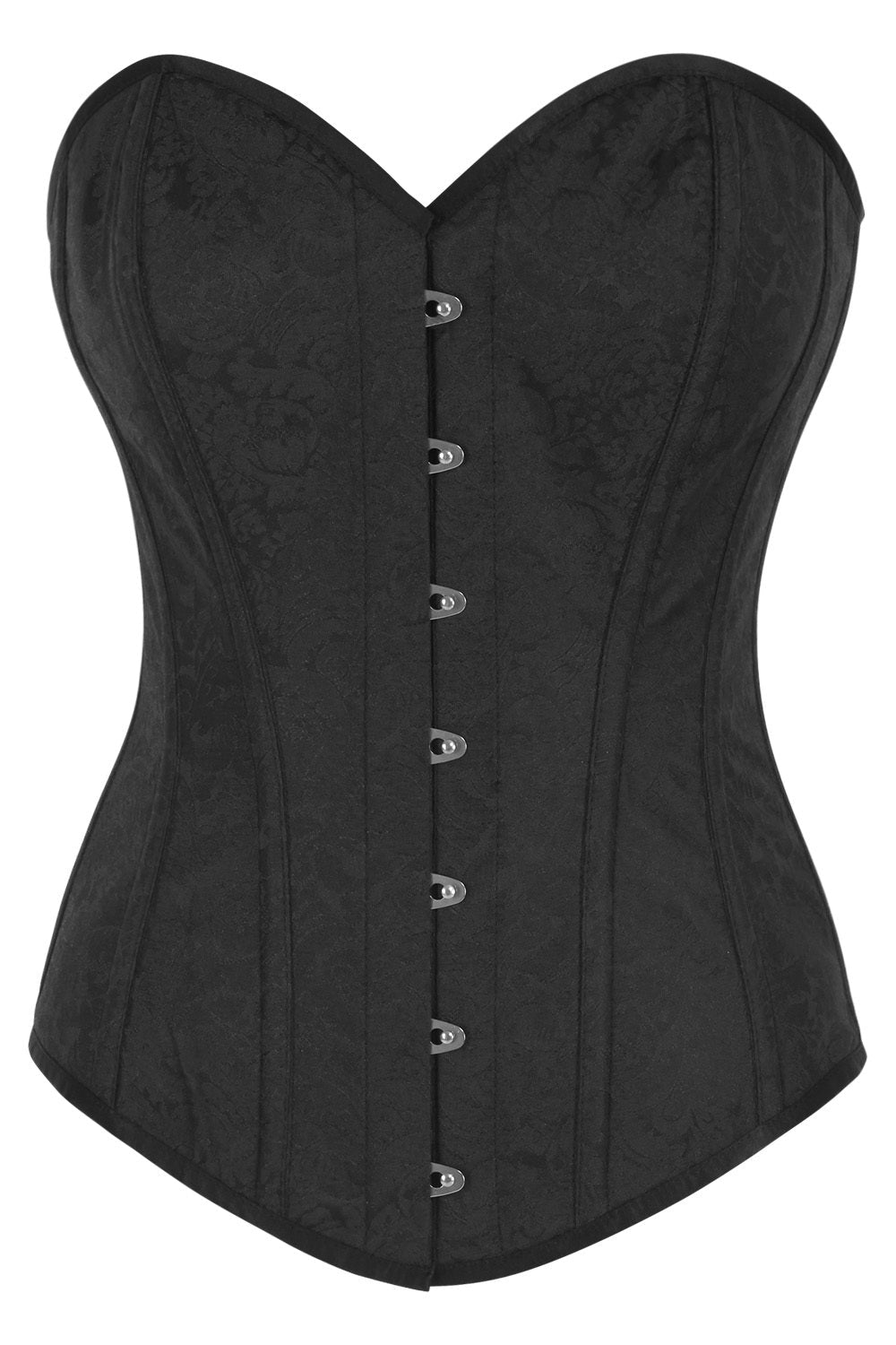 Valerie Midnight Black Brocade Longline Overbust Corset