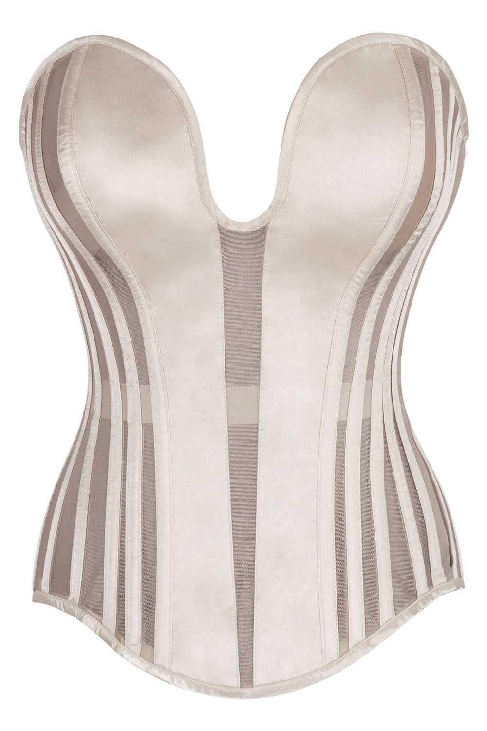 Alvina Champagne Mesh Overbust Corset — front view