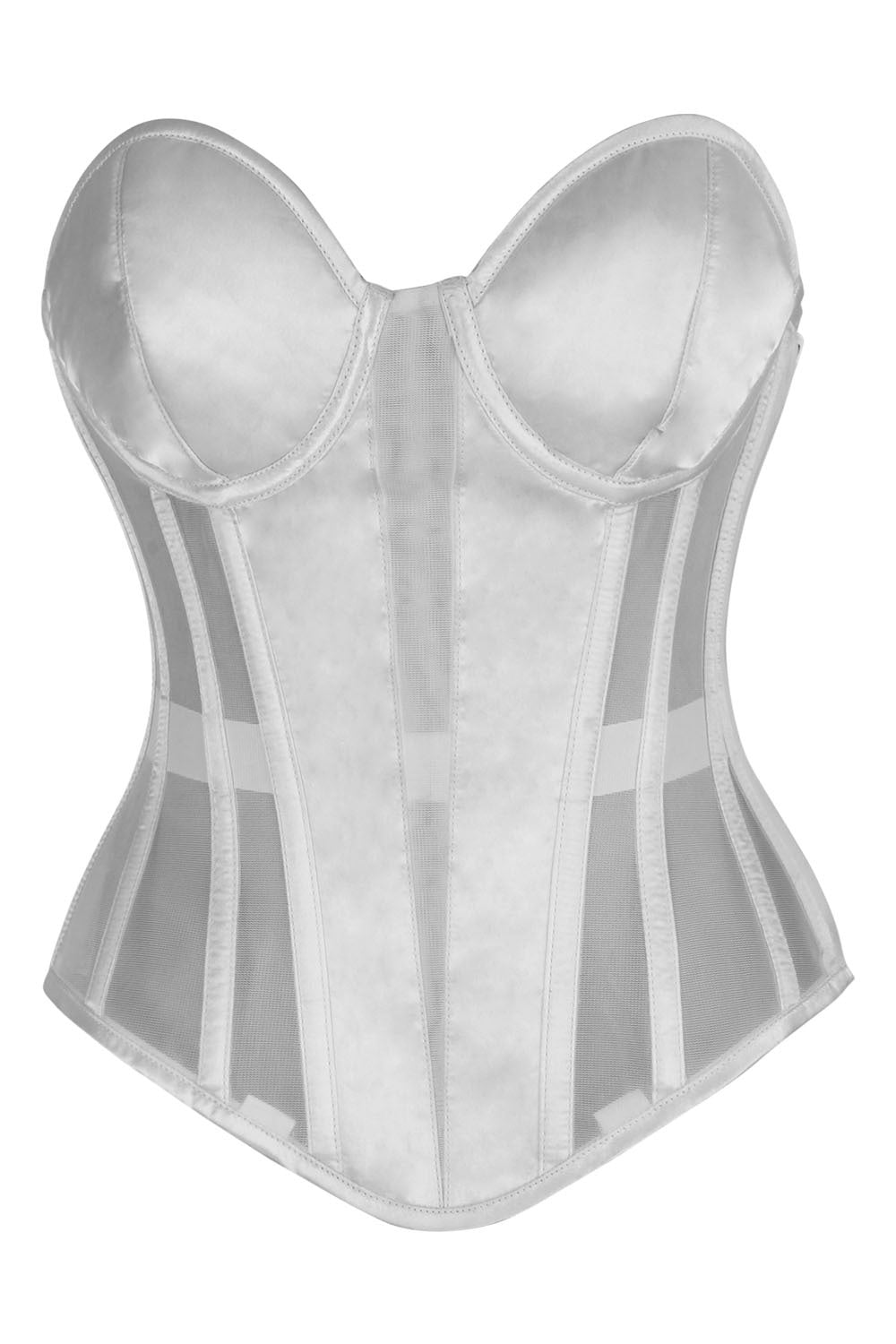 Tamica White Mesh Overbust Corset — front view