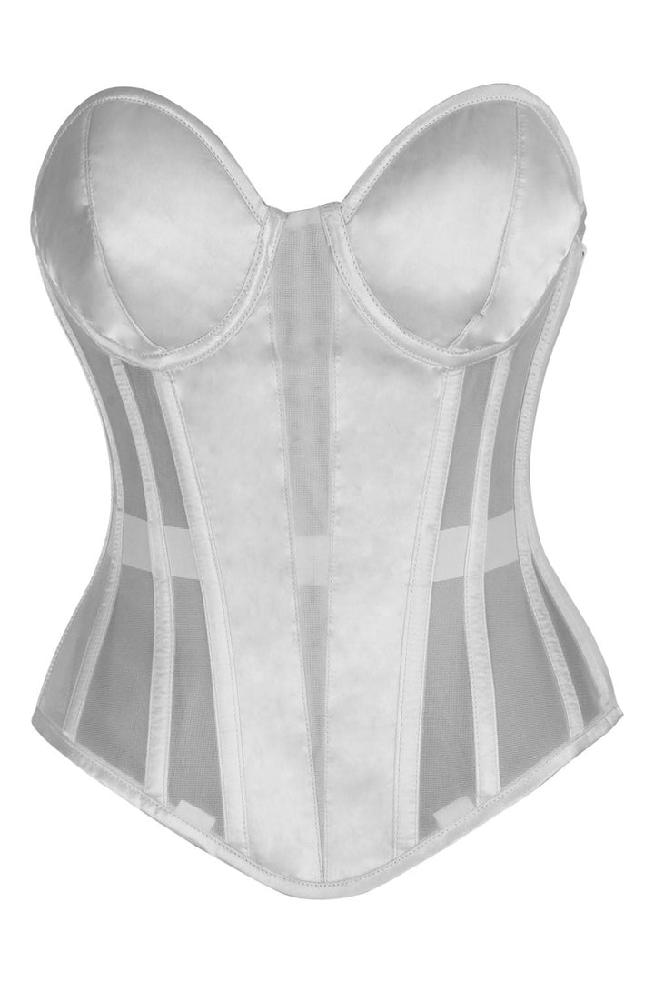 Tamica White Mesh Overbust Corset — front view