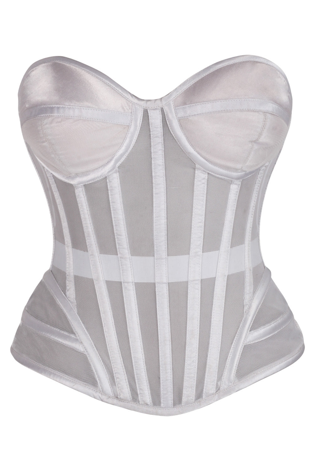 Sherae White Mesh Overbust Corset — front view