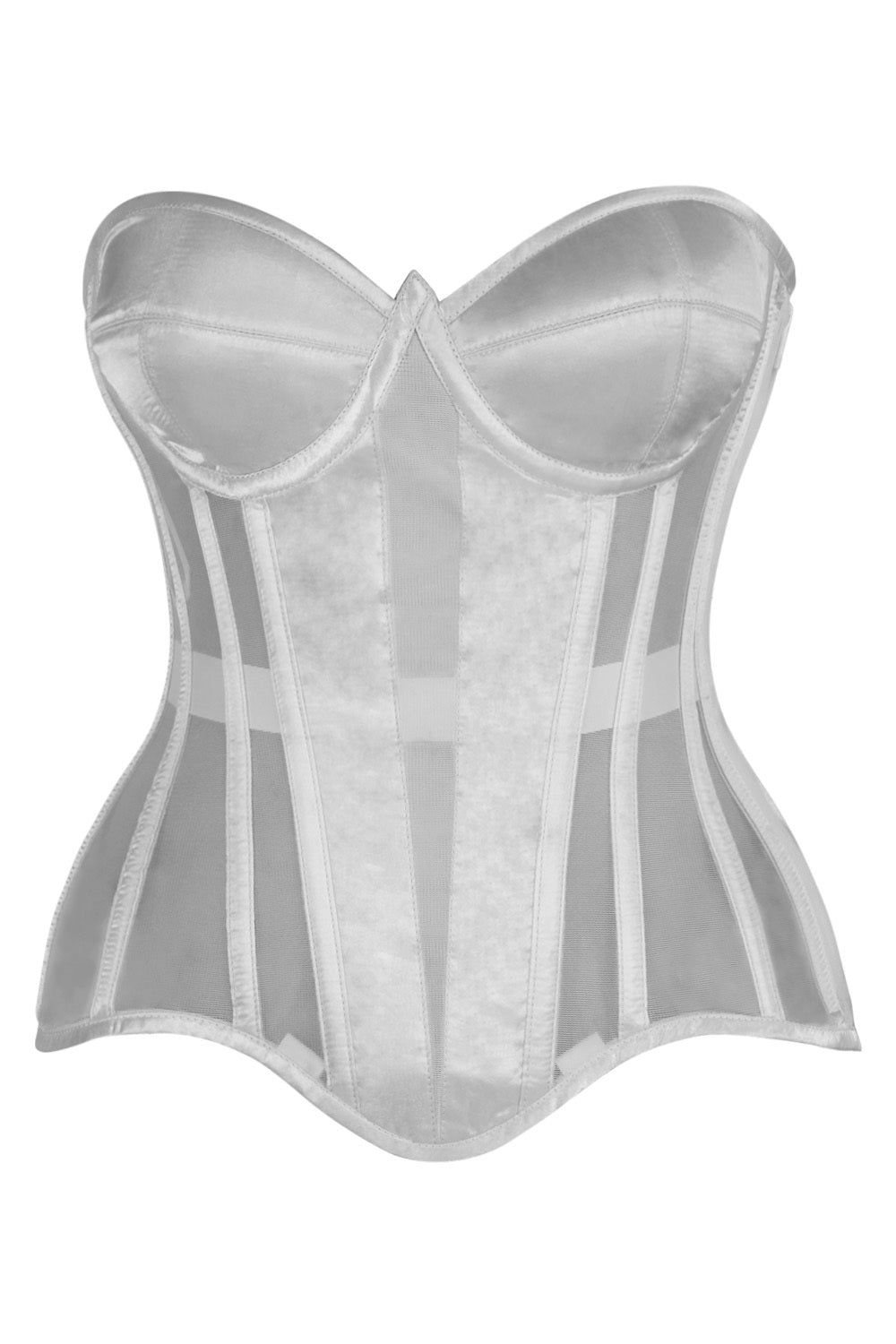 Beverlee White Mesh Overbust Corset — front view